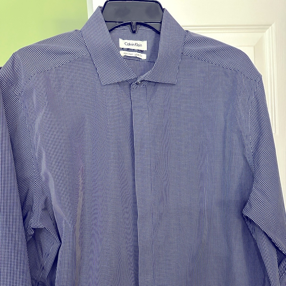 Calvin Klein Men’s Dress Shirt Blue Slim Fit
